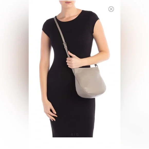 Christopher Kon Celi Small Leather Crossbody Bag in light grey. - Picture 1 of 14